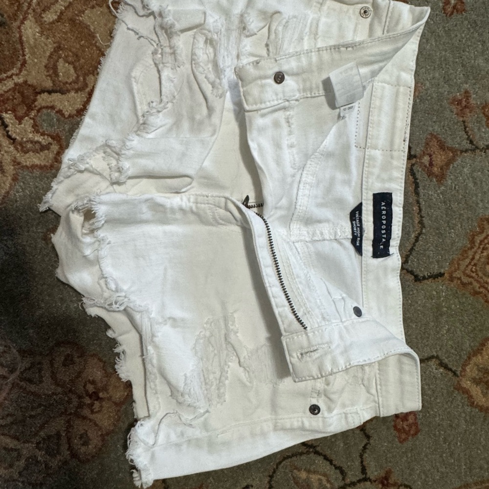 Aeropostale White Jean Shorts Distressed Denim - never worn